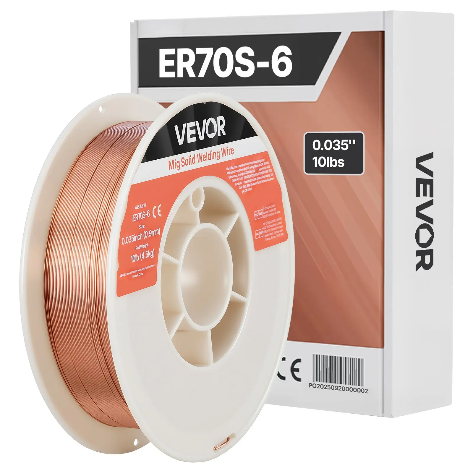 VEVOR Solid MIG Welding Wire, ER70S-6 0.035-inch 10 LBS, Low Spatter Mild Steel Welding Wire with High Deoxidizers for All-Position Gas Shielded Welding