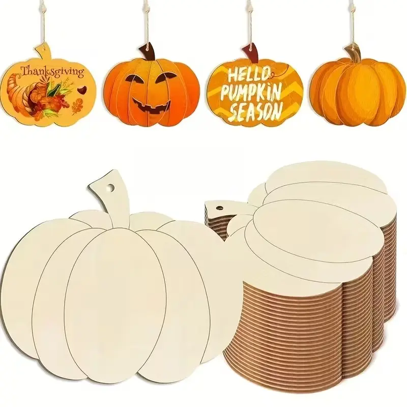 10pcs Wooden Pumpkin for Halloween, Thanksgiving, Fall Decor, Home & Farmhouse Decorations, Holiday Decorations for Thanksgiving
