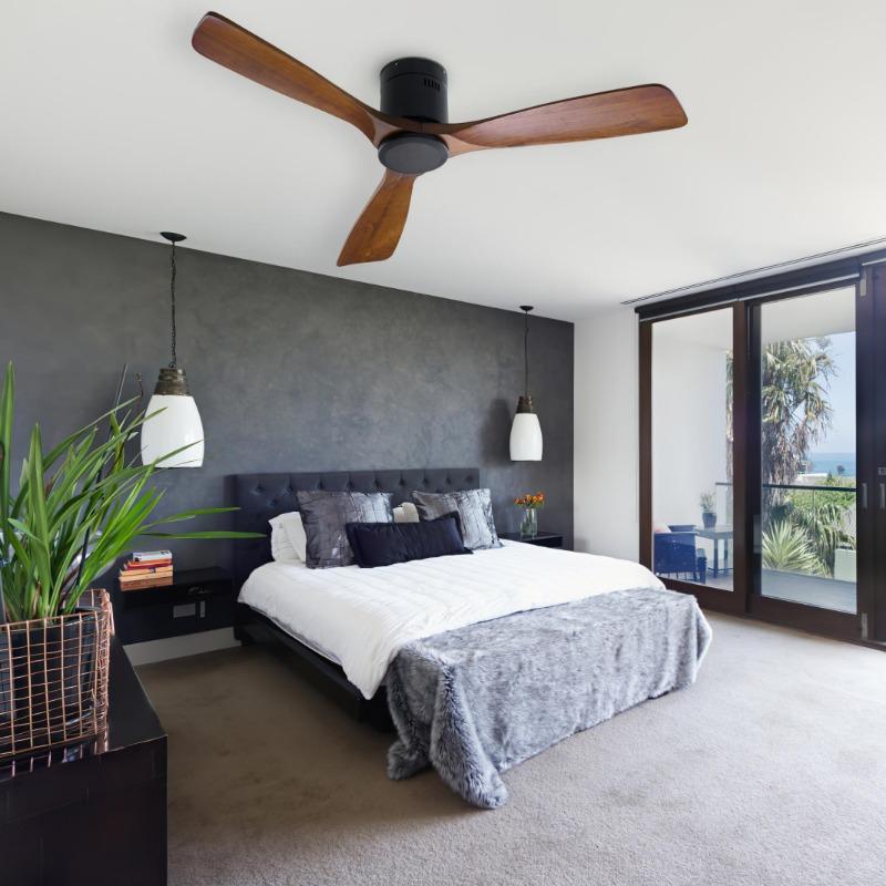 FUFU&GAGA 52" 3-Blade Wood Ceiling Fan with Remote Control and Timing, Brown Modern