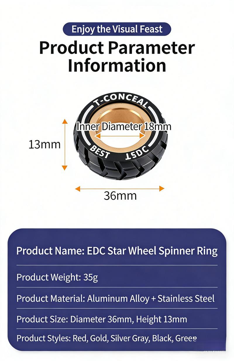 Star Wheel Rotating Ring Adult Stress Relief Toy Metal Ring Rotating Stress Relief Fingertip| Fingertip Rotating Ring Artifact