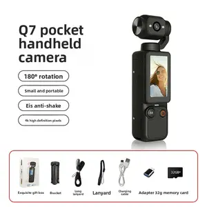 Ultra-clear 4K anti-shake sports camera Q7 supports voice control, loop recording, night vision, waterproof, suitable for cycling, skiing, self-driving tours, Vlog, selfie, dual-screen live streaming, and comes with a full set of accessories