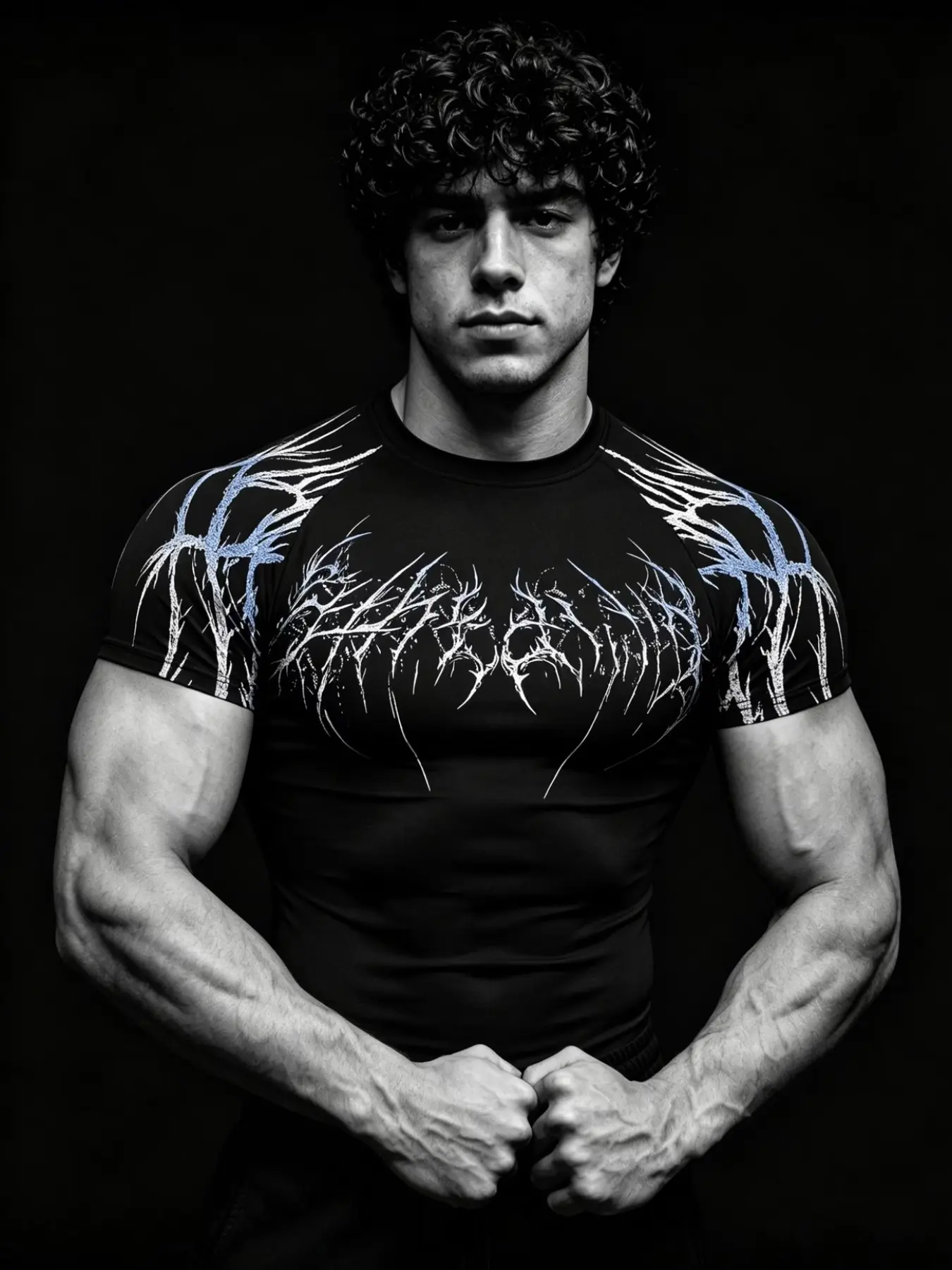 Men's Gothic Fitness T-Shirt, Thorn Print, High Elasticity, Quick-Dry, Breathable, Compression Fabric, Ideal for Gym Training, Athletic Fitted Tee