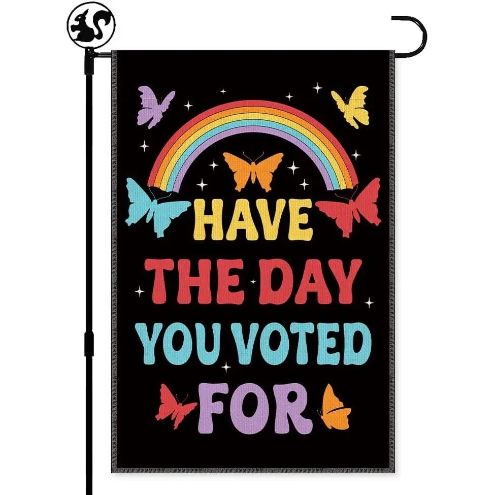 12x18in Reusable Double-Sided Polyester Garden Flag, Funny Butterflies Design, Modern Farmhouse Garden Accessories, Porch Decor for Any Terrace, Easy to Remove Gift for Liberal Activists, Butterfly Print