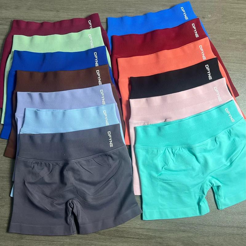 DFYNE Low-Rise Seamless Sports Shorts, Hip-Lifting Fitness Cycling Yoga Shorts for Women