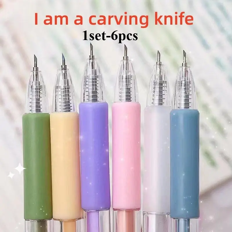 6Pcs Utility Knife Pen, Craft Cutting Tool，Paper Pen CutterCreative Retractable Precision Craft Cutting Tool，precision Blade Knives Suitable for DIY Scrapbook Art