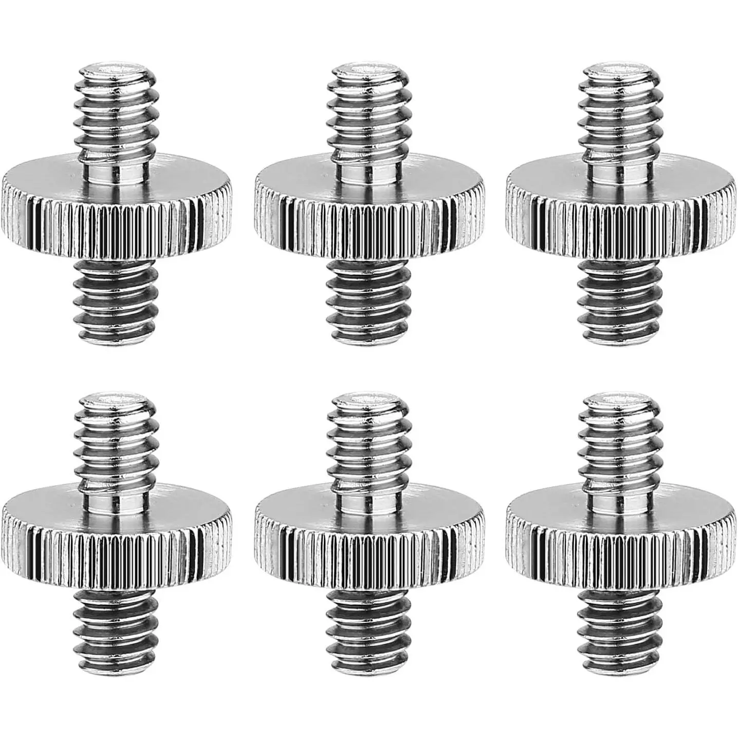 6 Pack 1/4"-20 Male to 1/4"-20 Male Threaded Tripod Screw Adapter, Solid Aluminum Alloy, 0.63x0.7" Precision-Made Converter, Camera & DSLRs Tripod Mounting Accessories, Six Pieces