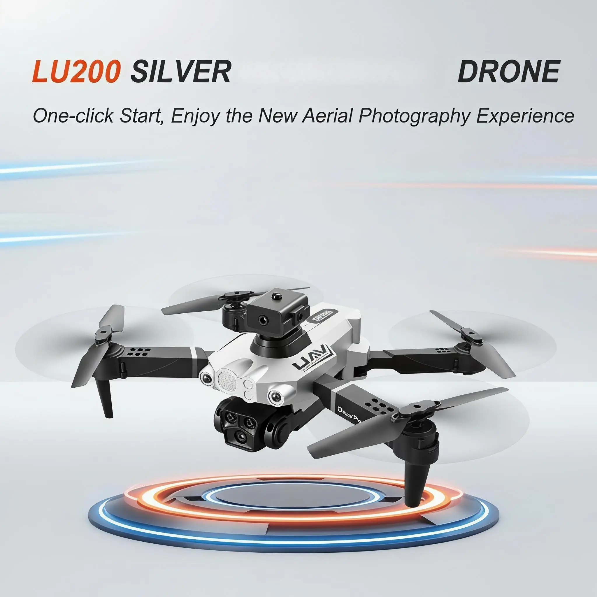LU200 Silver RC Quadcopter with Multi-Angle Capture for Daily Outdoor Use