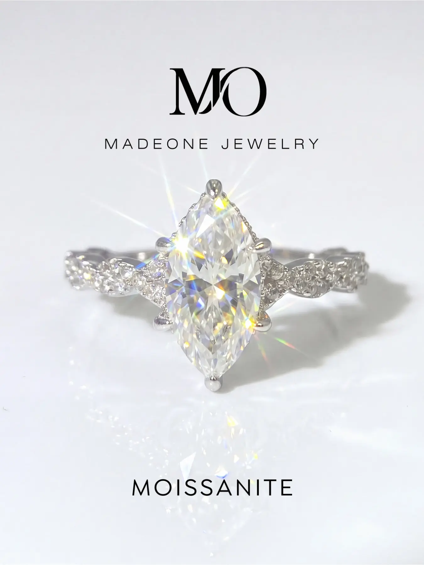 2.0ct Vintage Twisted Band Marquise Moissanite Promise Ring, Copper Alloy 6 Prong Setting Engagement Band, Sparkling Paved Side Stone Bridal Ring, Trendy Women Jewelry For Proposal Anniversary And Party Matching, Moissanite Rings