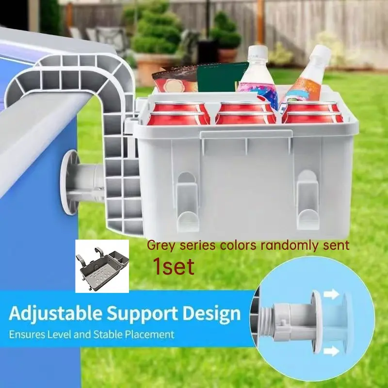 Poolside Waterproof Storage Basket with Cup Holder, Thickened Plastic Organizer, Durable Pool Accessory for Above Ground & Frame Pools