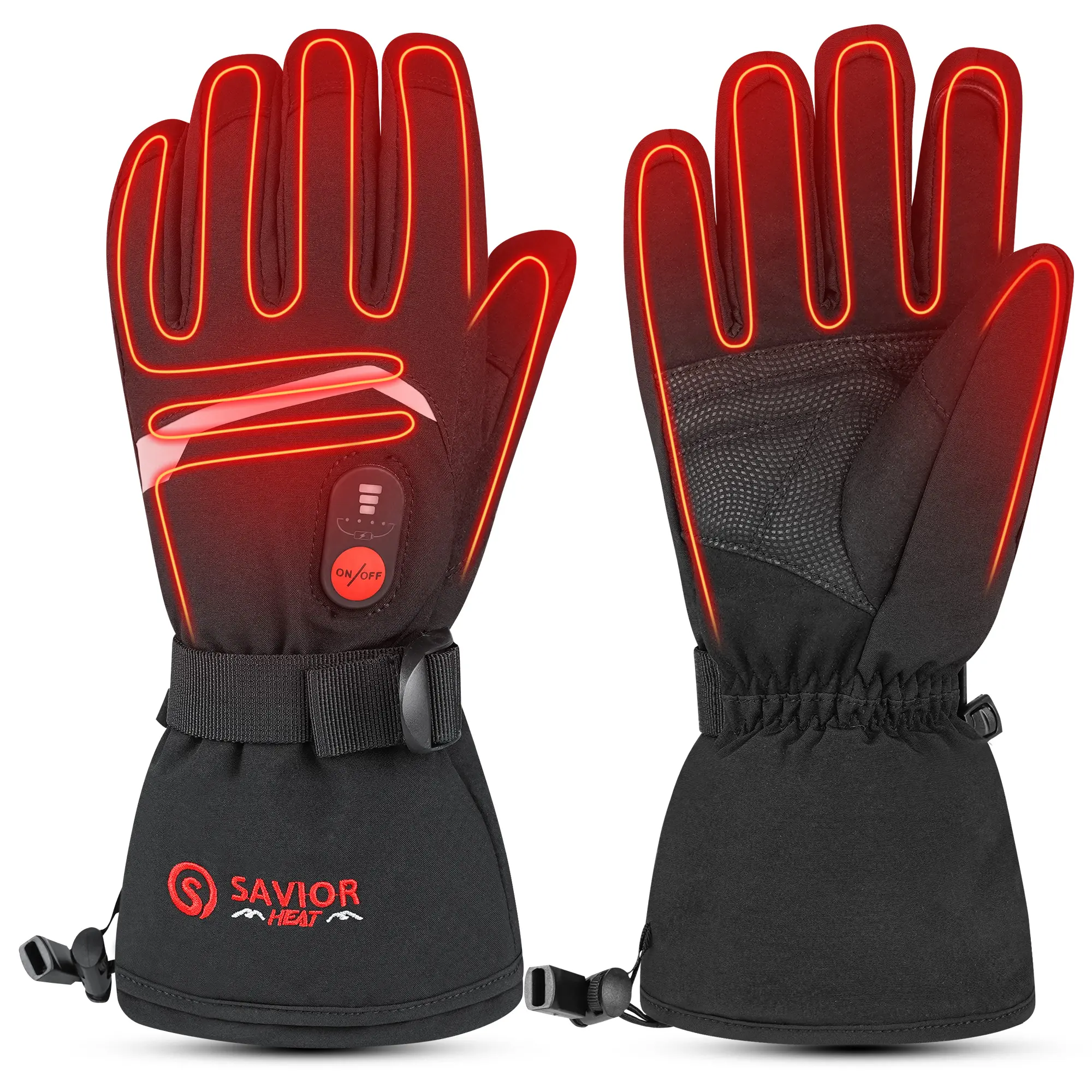 Heated Electric Gloves with Touchscreen Waterproof Thermal Winter Ski Gloves Rechargeable Battery Heat Function for Cold Weather Outdoor Sports