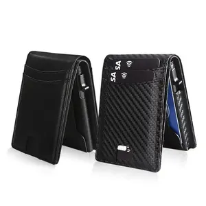 Mens RFID Blocking Aluminum Pop Up Card Wallet, Slim Metal Card Holder With ID Window Holds 8-10 Cards Daily Carry