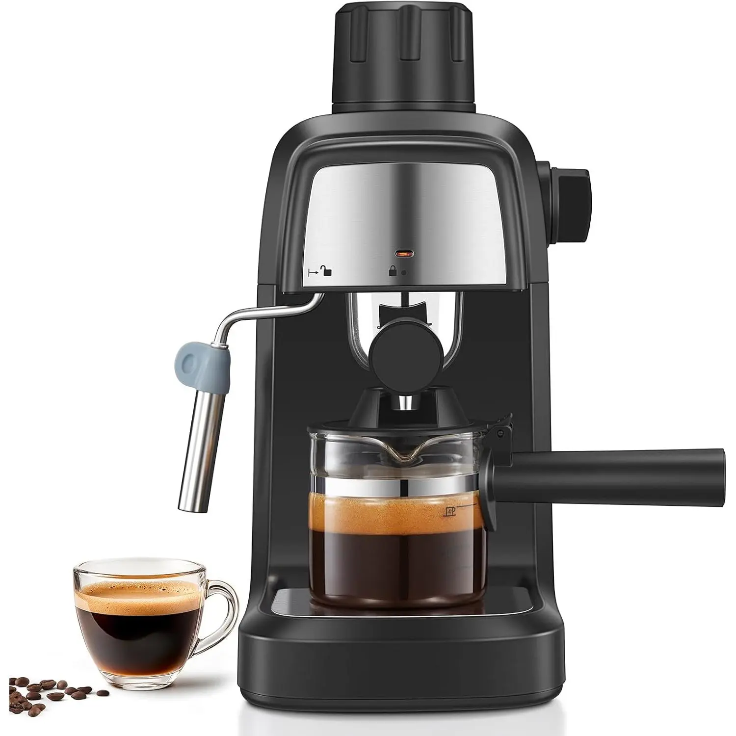 Espresso Machine 3.5 Bar, 800W Compact Size Coffee Maker with Steam Wand, 4 Cups Cappuccino & Latte Machine for Home and Office