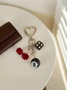 Lucky Dice Cherry Shape Heart Keychain, Unique Gift Idea, Perfect Accessory for Keys, Stylish and Functional Design, Aesthetic Keychain