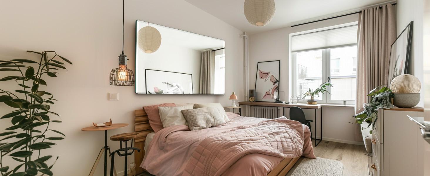 Beveled Mirror, Wall Mirror 18" x 24", Frameless Rectangle Mirror with Beveled Edge, Hangs Horizontally or Vertically.Rounded Corner Tempered