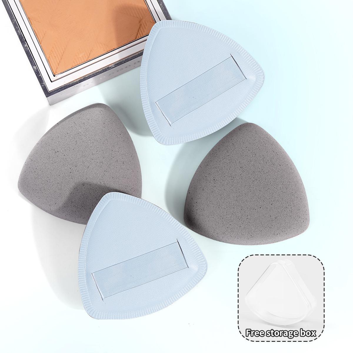 MAANGE 4pcs Bamboo Charcoal Marshmallow Air Cushion Puff with Storage Box, Triangle Puff, Powder Puff for Liquid, Cream, Foundation and Powder, Makeup Accessories Gifts for Friends