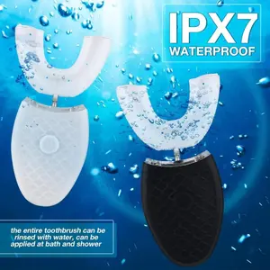 U-shaped ultrasonic electric toothbrush, powerful cleaning, rechargeable design, improves brushing efficiency, 1 box 360-degree oral cleaning toothbrush, with replaceable brush heads, waterproof adult toothbrush, daily oral care