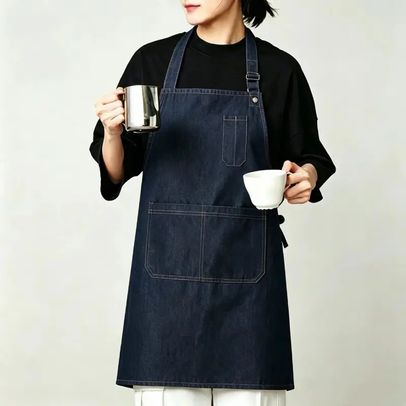 Denim apron hairdresser barista men and women flower shop work clothes Easy Cleaning Apron oil and stain resistant apron