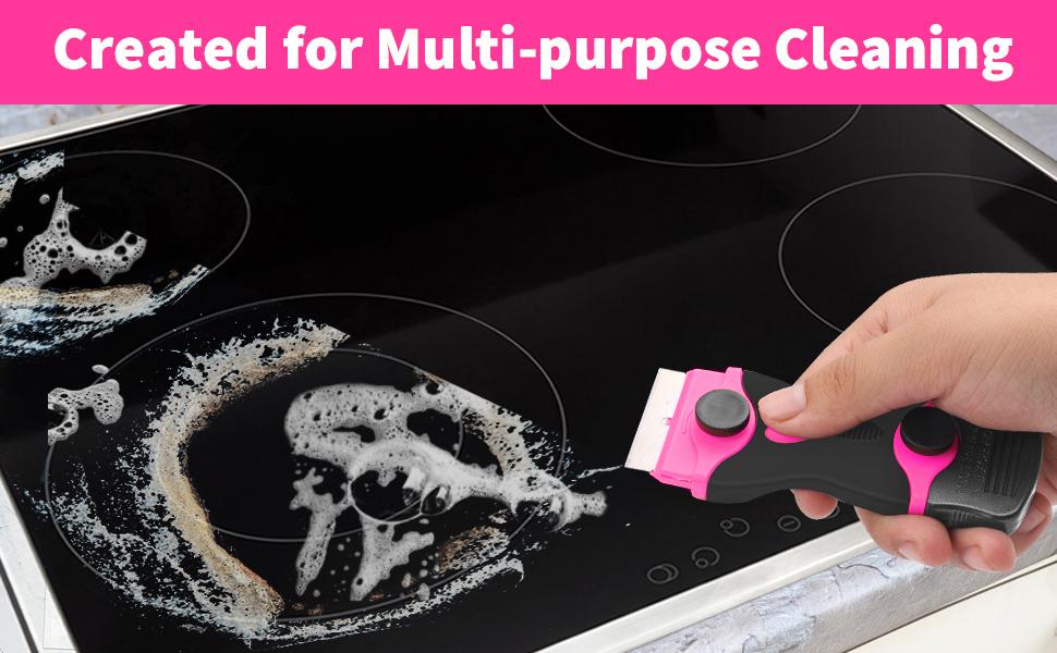 Razor Blade Scraper Tool Kit - 2Pack Razor Scrapers & 40Pcs Extra Blades, Plastic Paint Scraper Tool, Razor Scraper Tool for Glass Top Stove, Scrappers for Cleaning Window, Cooktop, Oven, Floor
