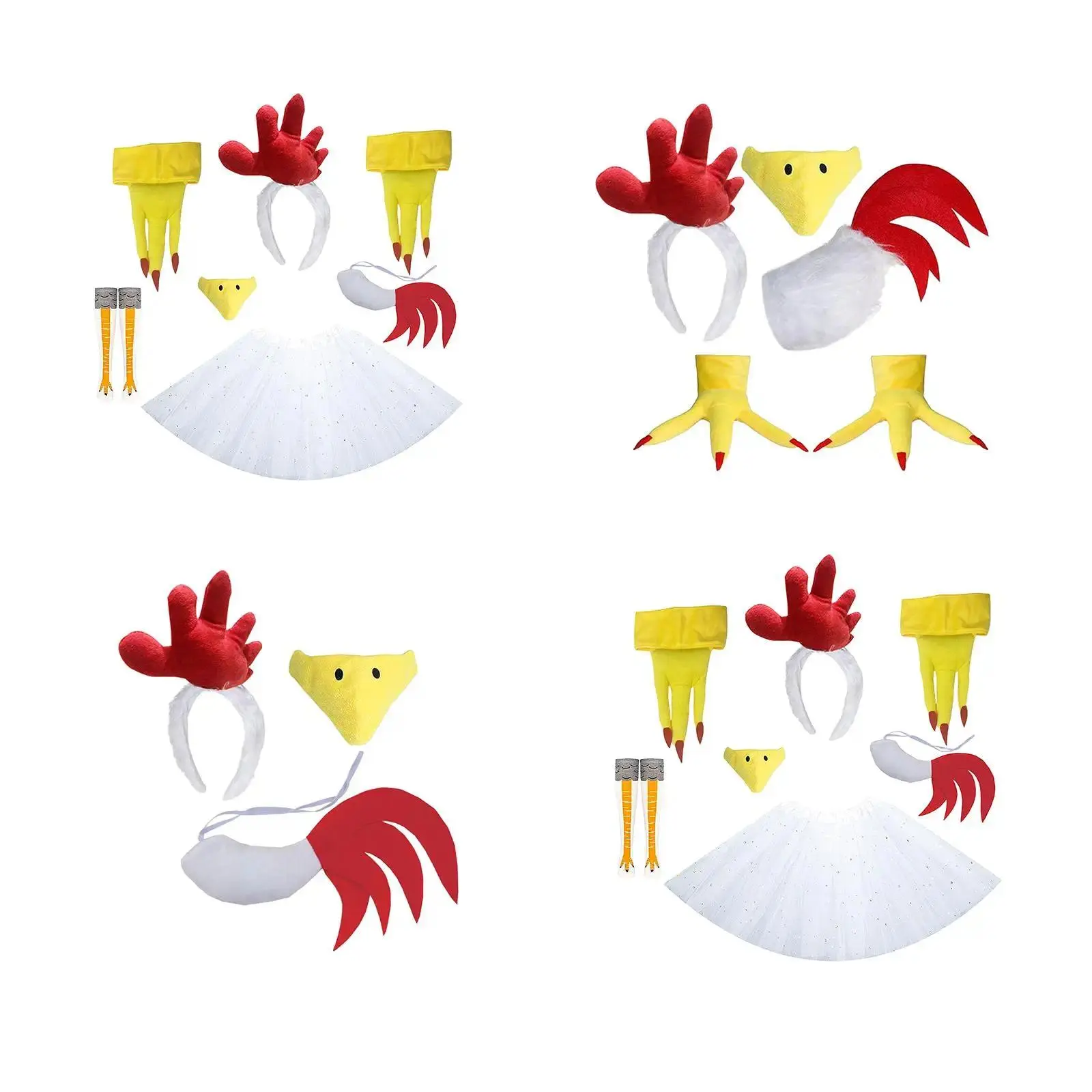 Chicken Costume Kit Eye Catching Novelty Dress up Photo Booth Props Cosplay for Thanksgiving Party Events Performances Pretend