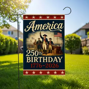 Single Pack, 250-Year American Garden Flag, Made of Polyester for Yard Use, Commemorative Edition of The 250Th Anniversary American Patriotic Flag Featuring The Stars And Stripes Design, Marking The Years 1776 to 2026