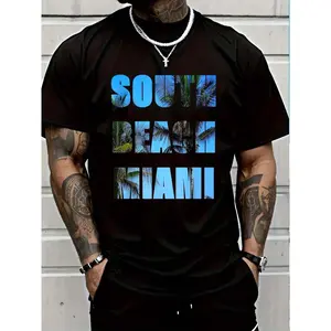 100% Cotton Casual Tshirt Miami Beach T-Shirt South Beach Florida Fl Souvenir Gift Tee T-Shirt Women's Men Graphic Tee