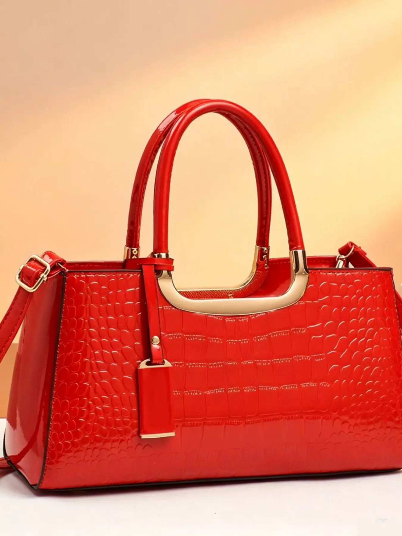 Trendy Crocodile Pattern Women's Fashion PU Leather Messenger Bag, Elegant Large Capacity Daily Crossbody Shoulder Bag Handbag, Casual All-Season Style