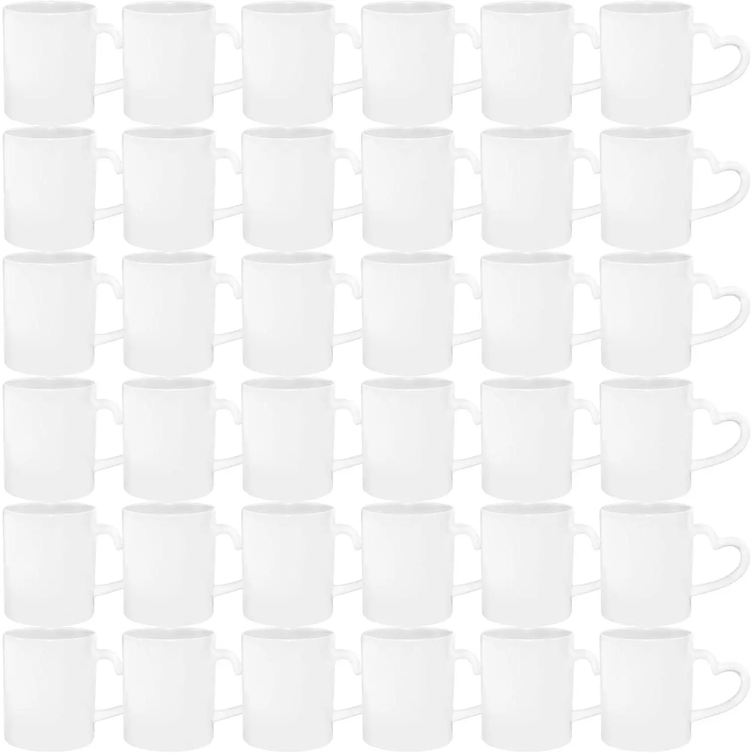 Set of 36 count Sublimation Blanks Dishwasher Heart Handle White Ceramic Coffee Mugs 11oz Blank Dishwasher Ceramic Classic Drinking Cup Mug with Heart Handle For Milk  Cola Waterâ€¦