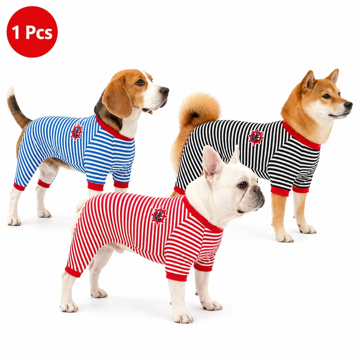 Koogal Dog Striped Pajamas S~2xl, Comfortable Sleepwear for Small and Medium Dogs, Stylish Puppy Clothes Pet Clothing for Cozy Nights