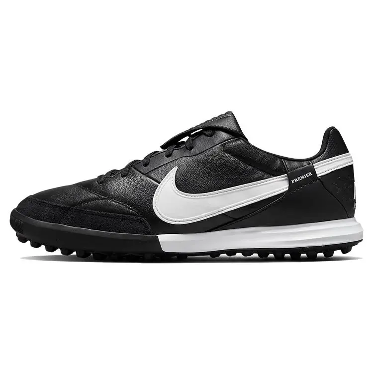 Men's Nike Premier 3 Turf Football Cleats - Round-Toe, Lace-Up, Black-House White Footwear - Durable Sports Shoe for Turf Play