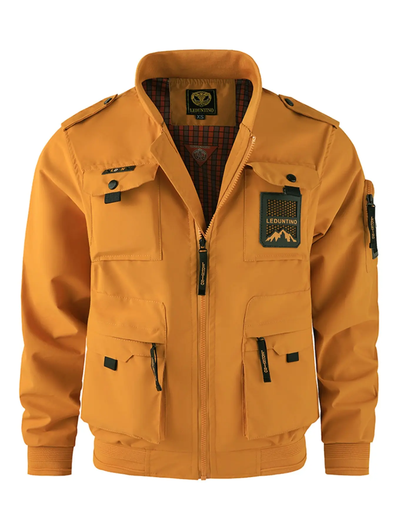 Men's Stand Collar Work Jacket, Multi-Pocket Tactical Outerwear, Outdoor Casual Five-Color Top, Slim-Fit Pilot Coat, Cargo Jacket