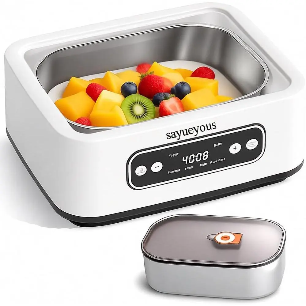 Yogurt Maker Machine with Adjustable Temp(21°C-45°C/70°F-113°F)&Time(1-99h), 304 Stainless Steel 1.6 Quart Inner Bowl, Standard Version