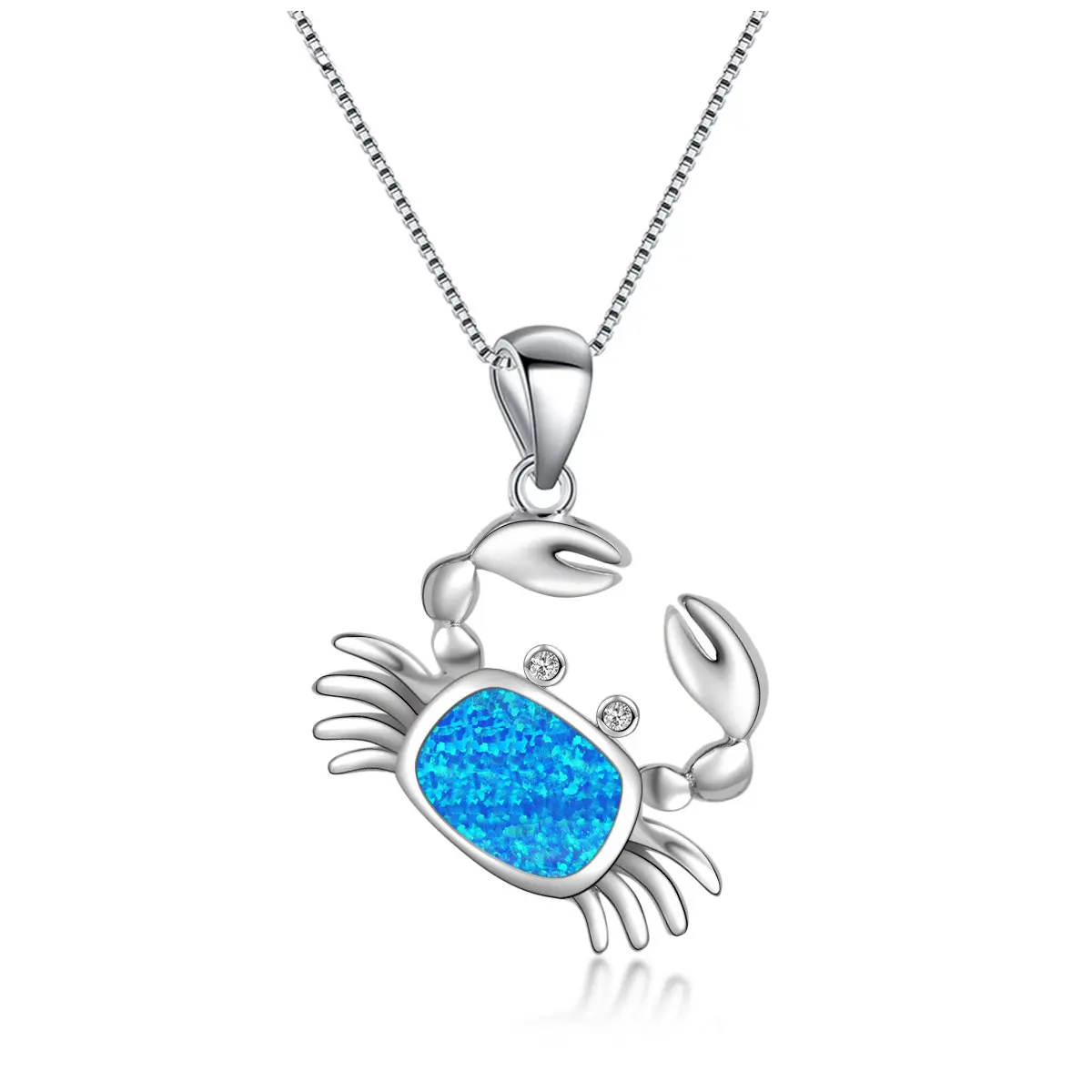 Loveden Hawaii Cute Little Crab Opal Pendant Necklace For Women, Inlaid Shiny Synthetic Opal Dainty Thin Cable Chain Jewelry, Ocean Beach Fashion Stackable Accessory, Ideal Birthday Valentine Holiday Gift For Ladies