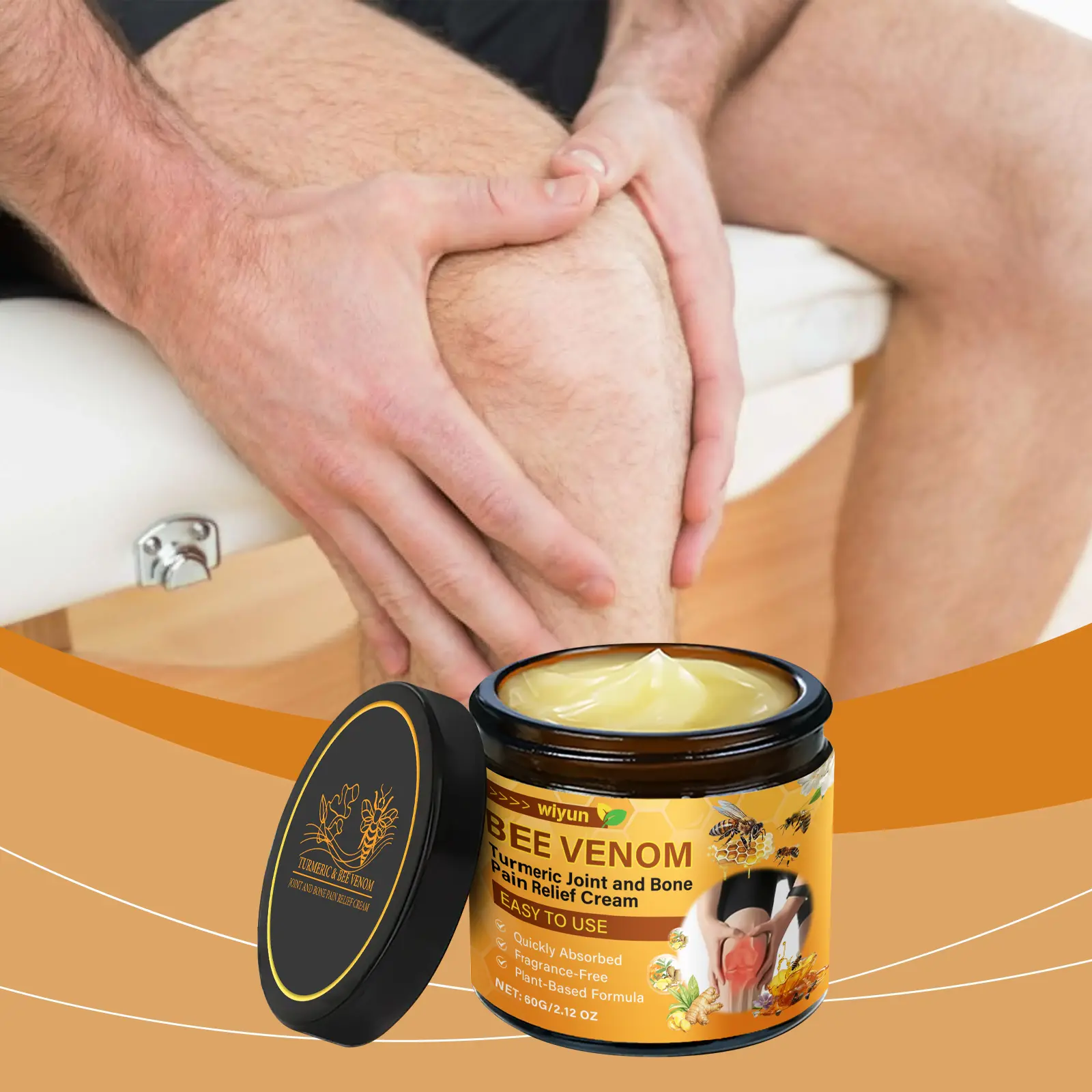 Wiyun Bee Venom Moisturizing Cream, Bee Venom Advanced Cream,Professional Bee Venom Gel, Moisturizing Skin for Back, Neck, Hands, Knees