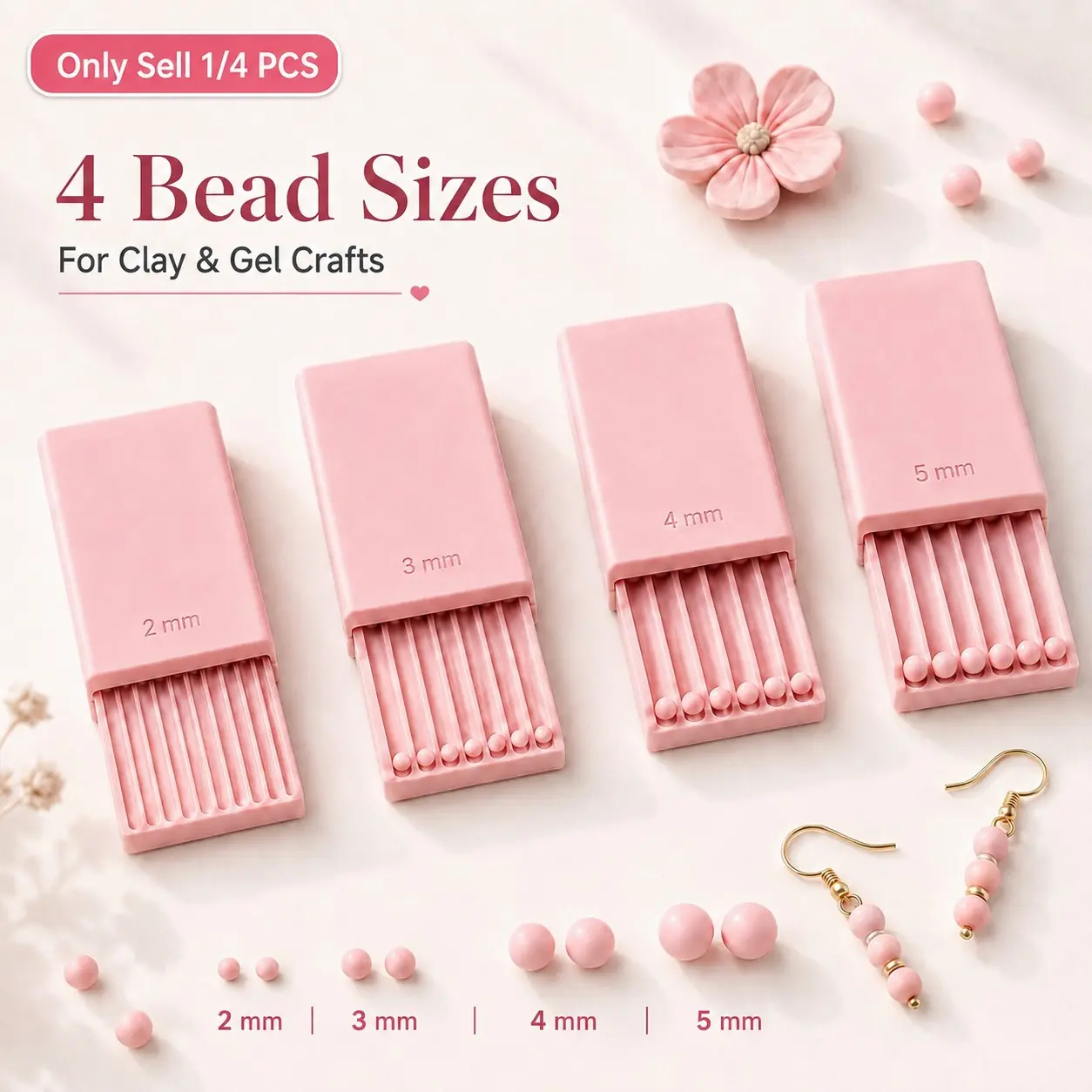 4PCS 3D Print Clay Gel Ball Maker Tool, Nail Art Bead Roller With 1mm 2mm 3mm 4mm 5mm Grooves, Sphere Shaper For Creating Round Beads, Polymer Clay, Gel Flowers, Earrings And Jewelry DIY Crafts