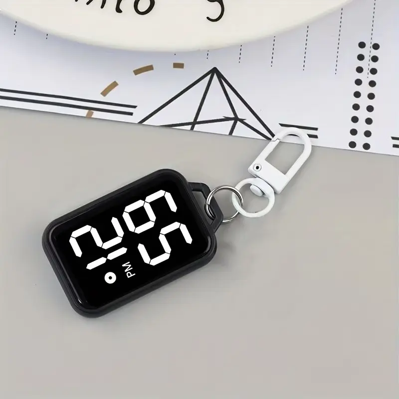LED Digital Display Keychain Keyrings Pocket Watch, Square Mini Electronic Pocket Watch, Portable Men's Keychain Pocket Watch, Perfect Gift
