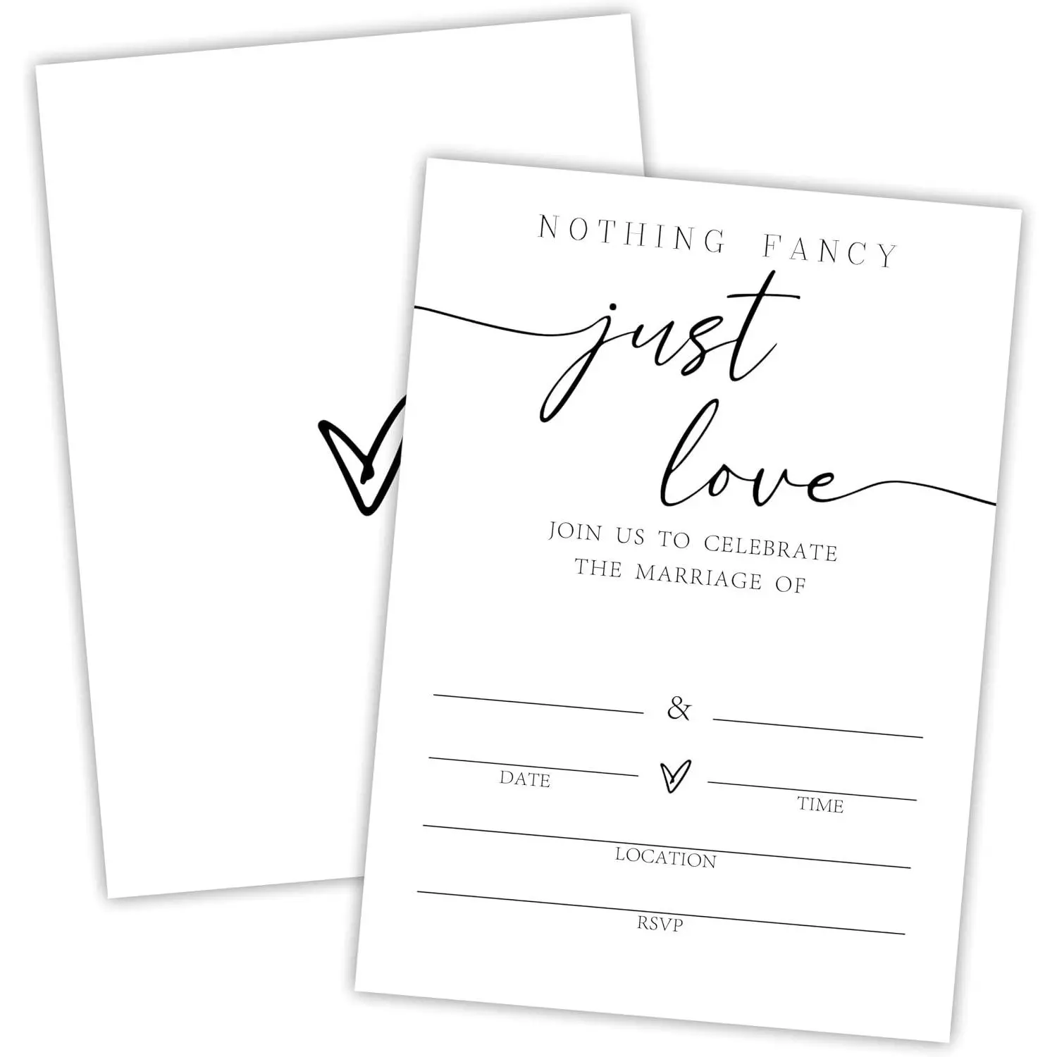 Minimalism White 25 Pcs Double Sided Wedding Invitations With Envelopes for Wedding Celebration, Wedding Shower, Wedding Party Favor & Supplies A01