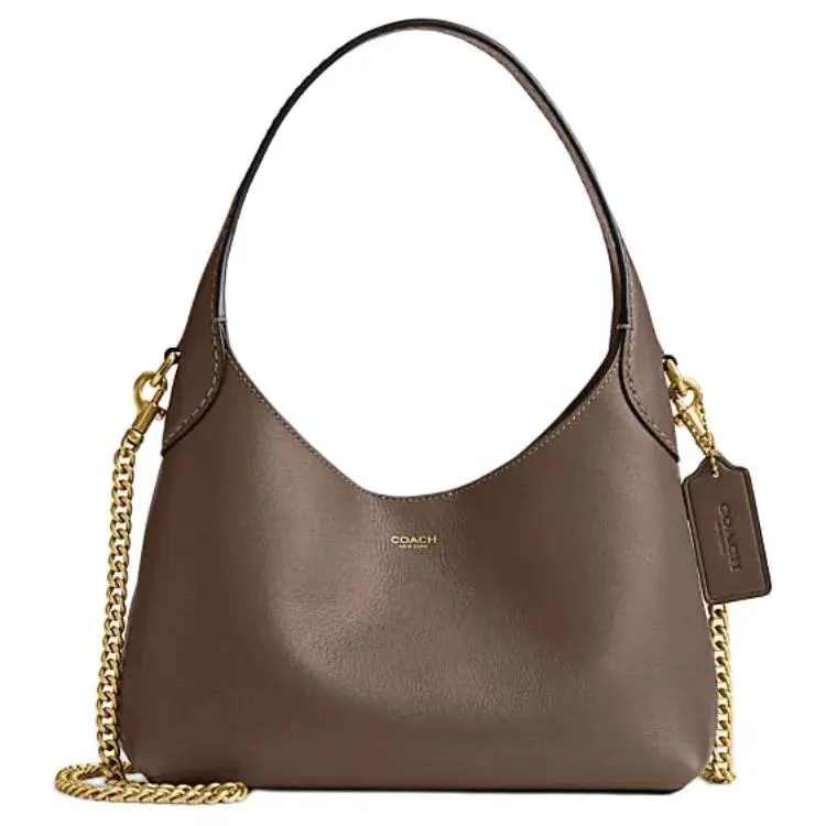 COACH Brooklyn 23 Mini Handbag for Women – Logo-Embossed Chain Strap Crossbody Bag in Deep Stone Gray