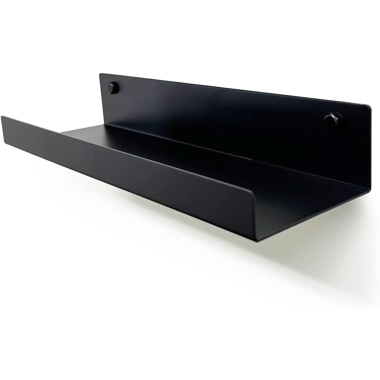 Floating Display Shelf - Wall Mounted - Modern Industrial Metal  Ledge Black, 12 inch