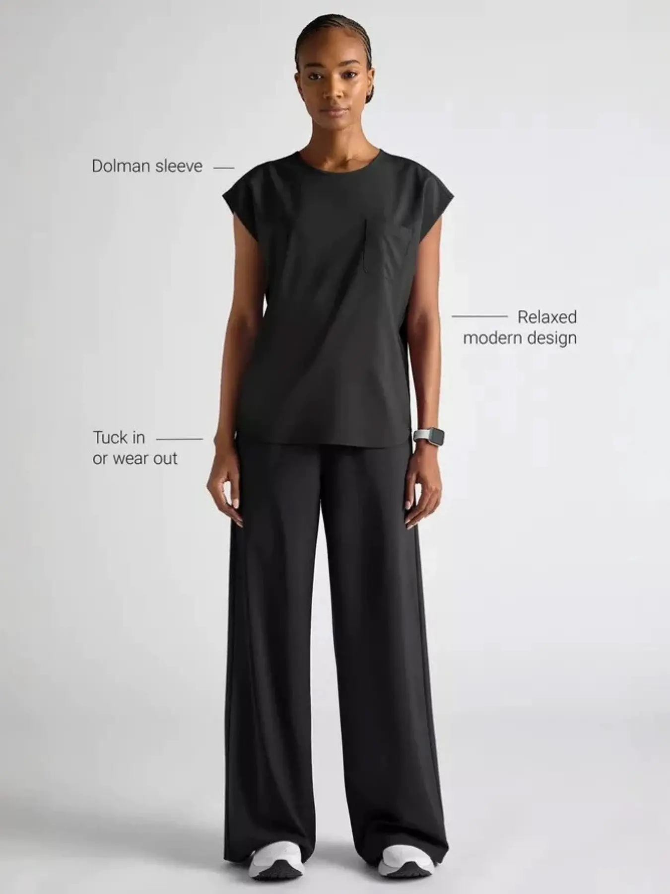 Scrubluxe Minimalist Dolman Sleeve Medical Uniform Set, Relax Fit Wide Leg Spa Nurse, Comfortable and Stylish Healthcare Apparel