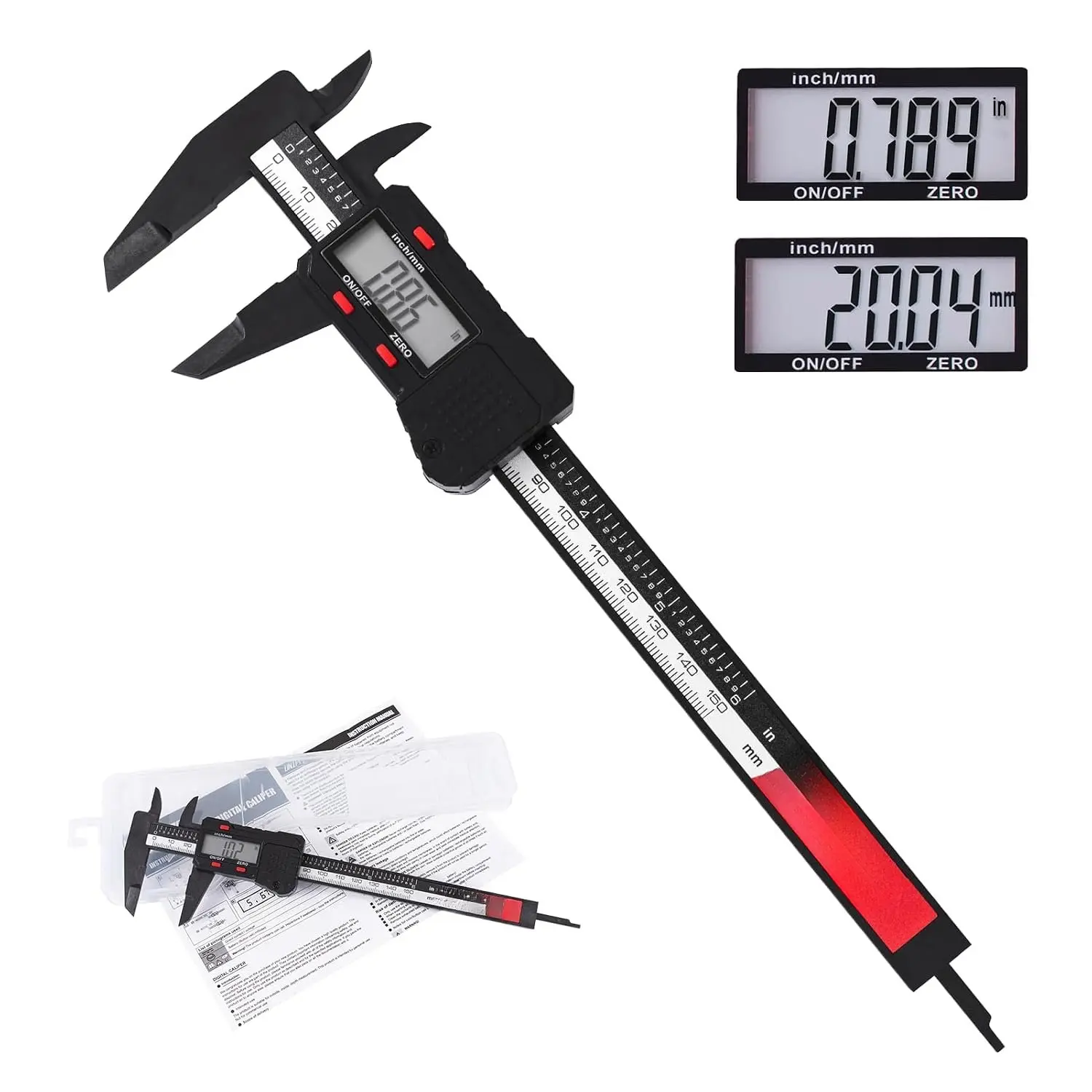 6 inch Digital Caliper Micrometer | ABS , LCD Screen, Auto-Off Feature, Inch and Millimeter Conversion, Accurate Measurements