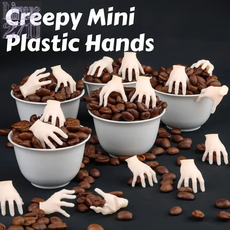 36pcs Mini Creepy Plastic Hands Halloween Decor Spooky Tiny Hand Ornaments Horror Party Table Cupcake Decor Haunted House Prank Props Trick Or Treat Filler