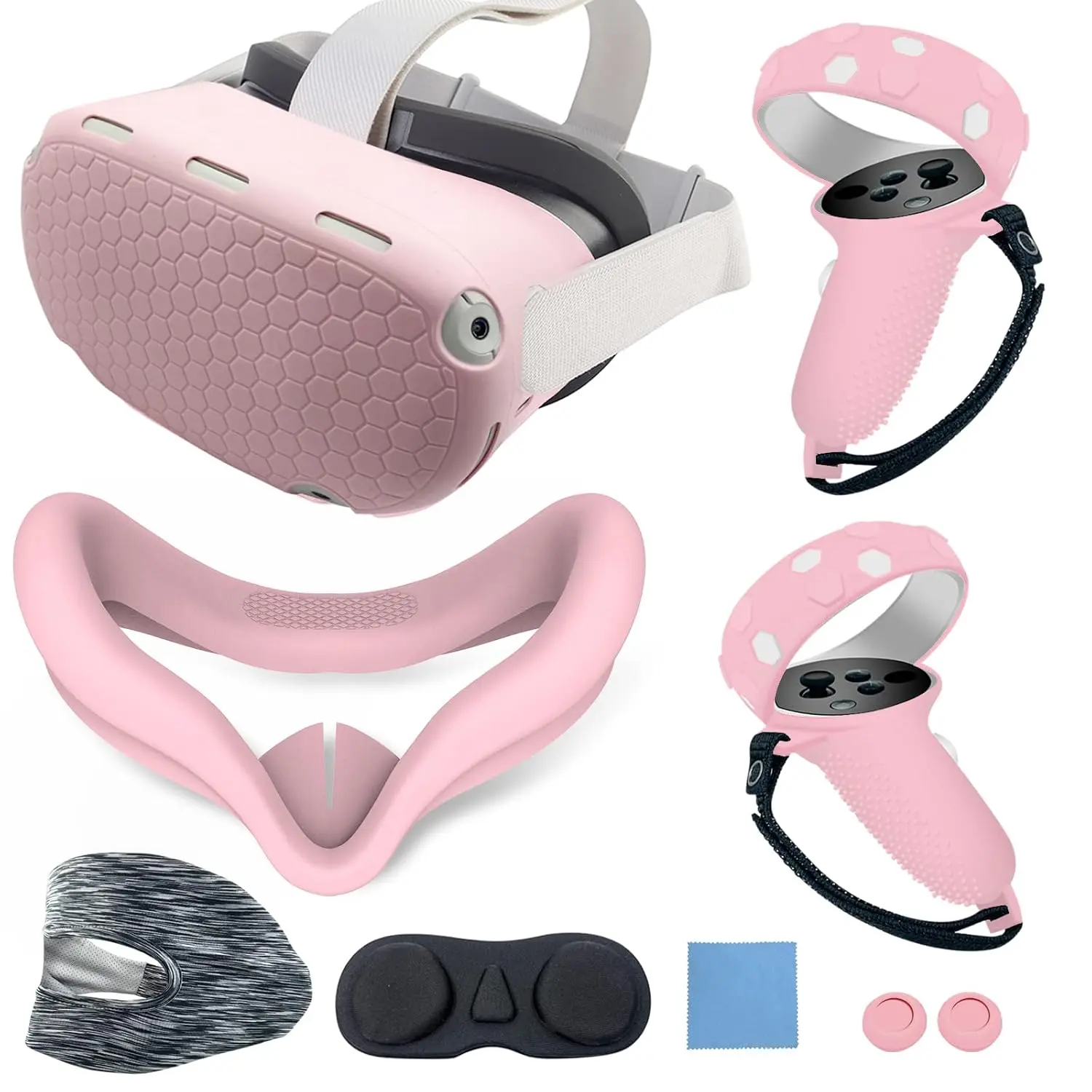 JYMEGOVR Protective Cover Set for Oculus Quest 2 VR Headset & Controllers, Soft Multi-Color Wearable Shell, Controller Grips with Button Protection Accessories