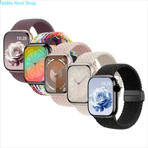 5 Pack Braided Elastic Apple Watch Solo Loop Bands, Sport Stretch Straps Purple Pink Black Rainbow Starlight, Breathable Wristbands Compatible 38–49mm All Sizes