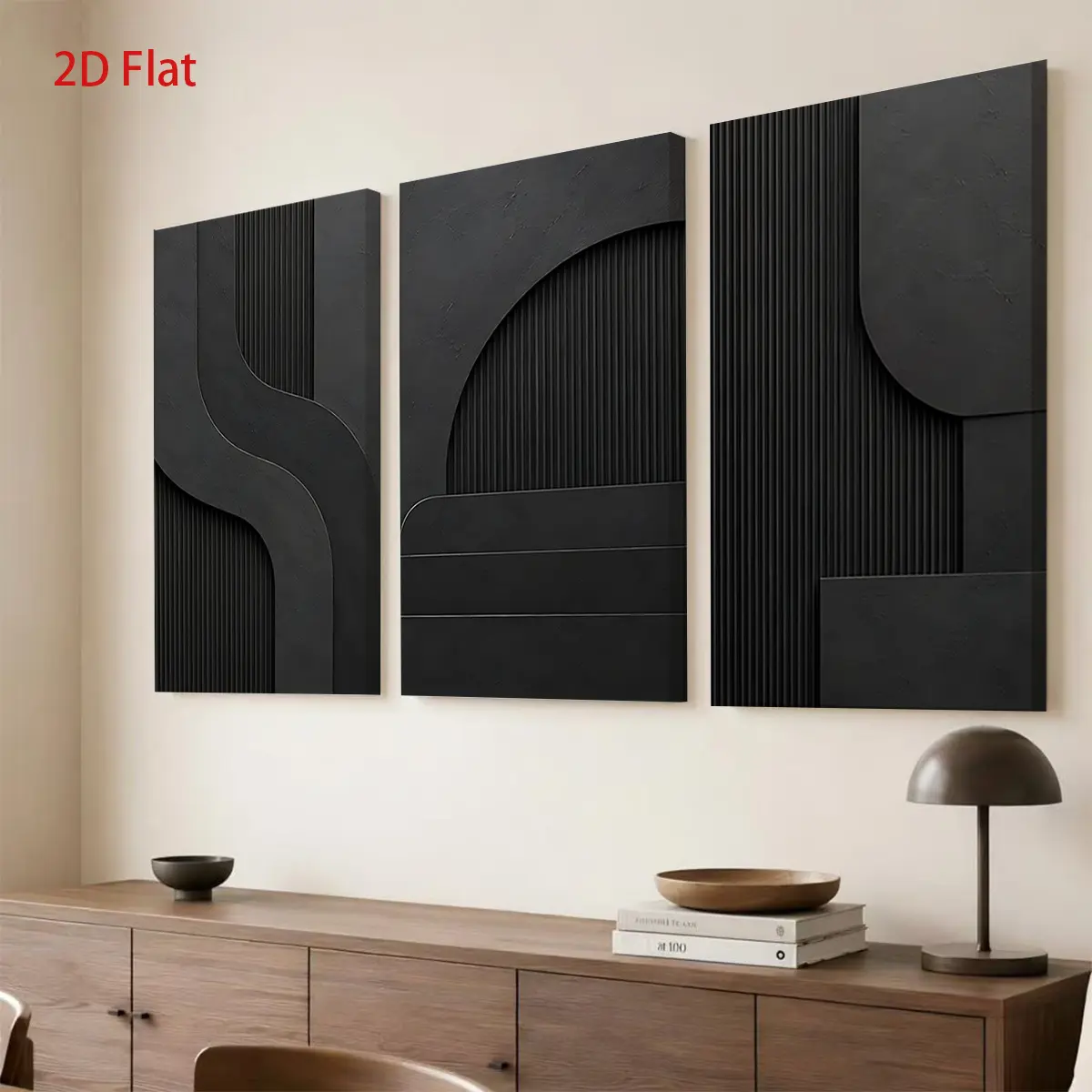 2D canvas, 3-piece set - three black abstract paintings with geometric shapes and textures on the wall. Themed canvas wall art, waterproof canvas prints, ready to hang, home room decoration gift, suitable for Father's Day, graduation, birthday, 4th of Jul