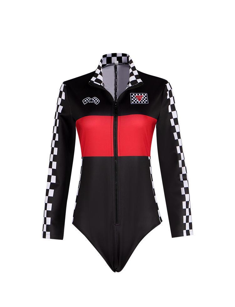 Women Racer Cosplay Costume Fashion Sexy Racing Queen Cosplay Uniform Suit One-Piece Training Racing Jumpsuits Halloween Costume