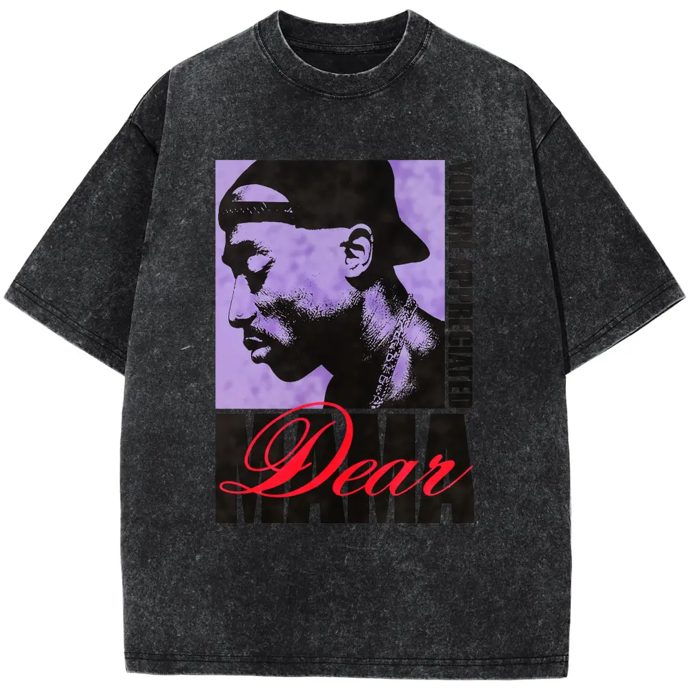 100% Cotton Official Tupac Dear Mama Appreciated T-ShirtPlus Size T-Shirt, Retro Fitness Heavyweight Washed T-Shirt, 100% Cotton