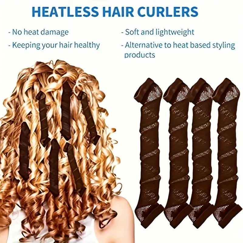 30cm 28pcs Heatless Curlers, No Heat Spiral Curls Hair Curlers, Heatless Styling Tools, Styling Kit with 2 Styling Hooks, for Various Hairstyles