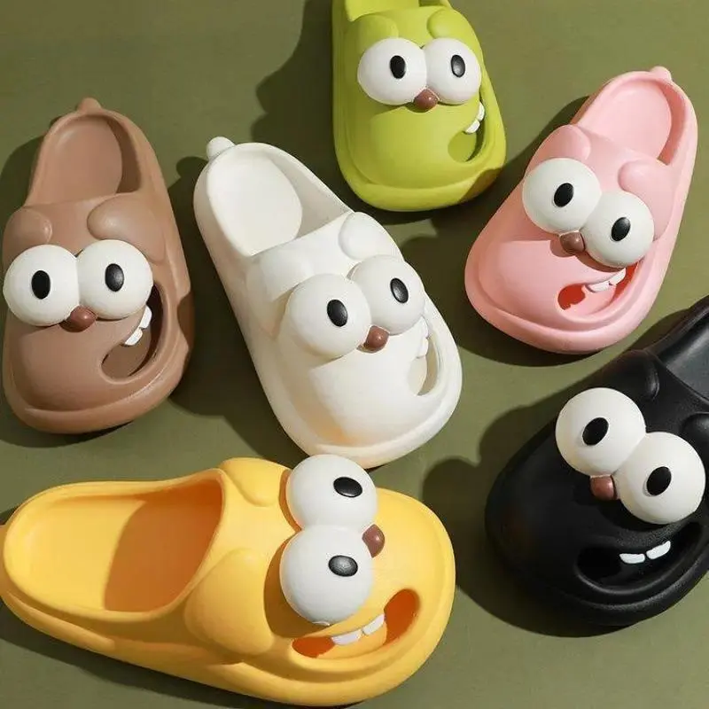 Cute Dog Slippers for Women, Big Eye Animal House Shoes with Wiggling Tongue, Funny Indoor Slides with Non-Slip EVA Sole for Bedroom & Home