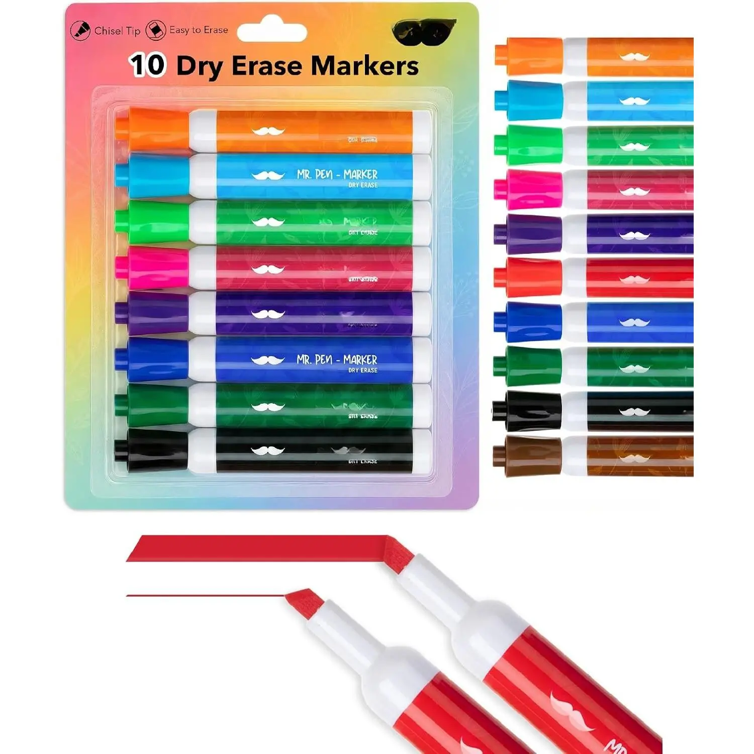 - Dry Erase Markers, 10 Pack,  Colors, Low Odor Ink | Chisel Tip, White Board Markers Dry Erase, Ideal for Classroom,  to School Supplies, Teachers, Office, Whiteboard &