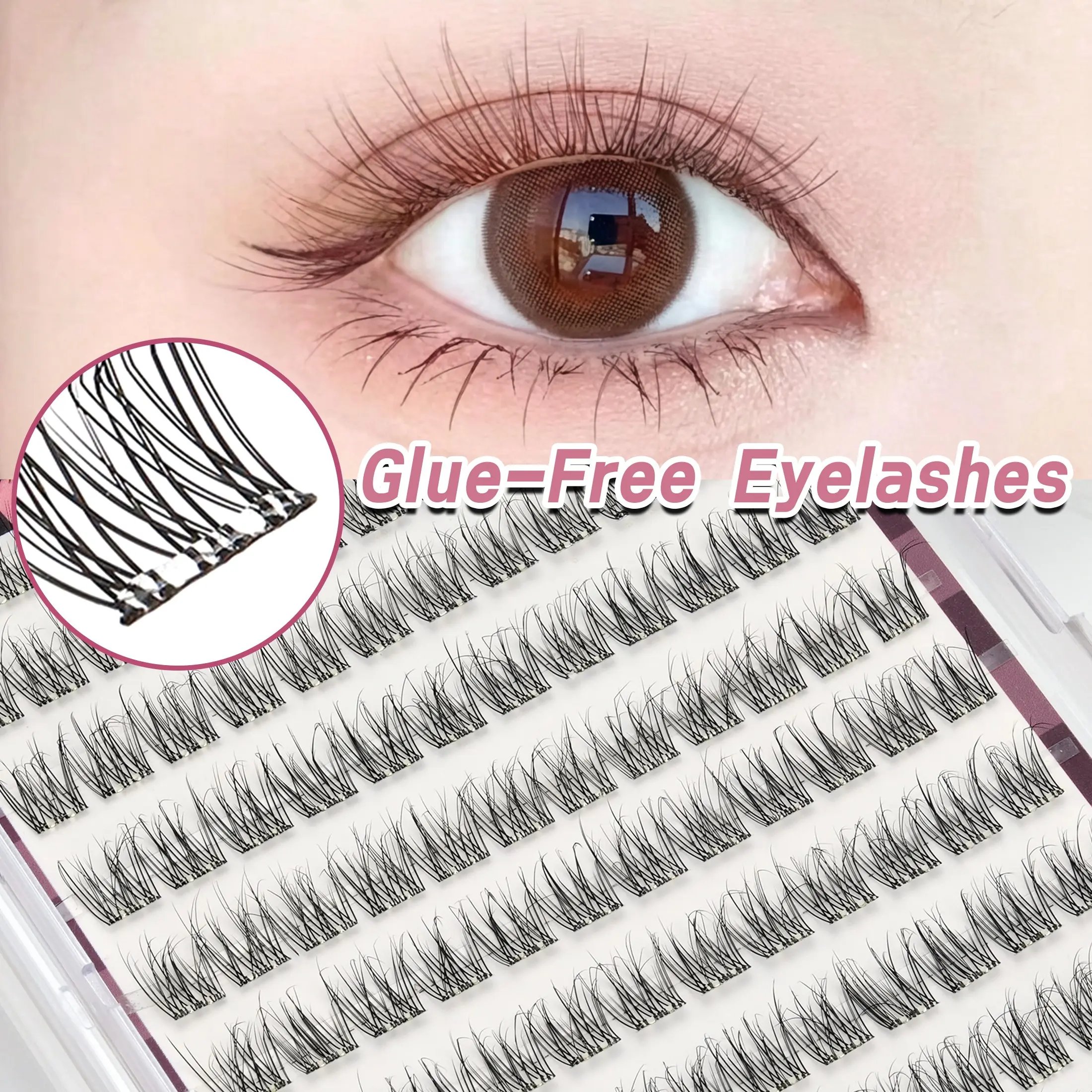 120 Pcs Glue-Free False Eyelashes, Fish Tail Cartoon Lashes, Natural Eye Enhancement, Reusable, Boxed for Easy Carry, Fake Eyelash Clusters